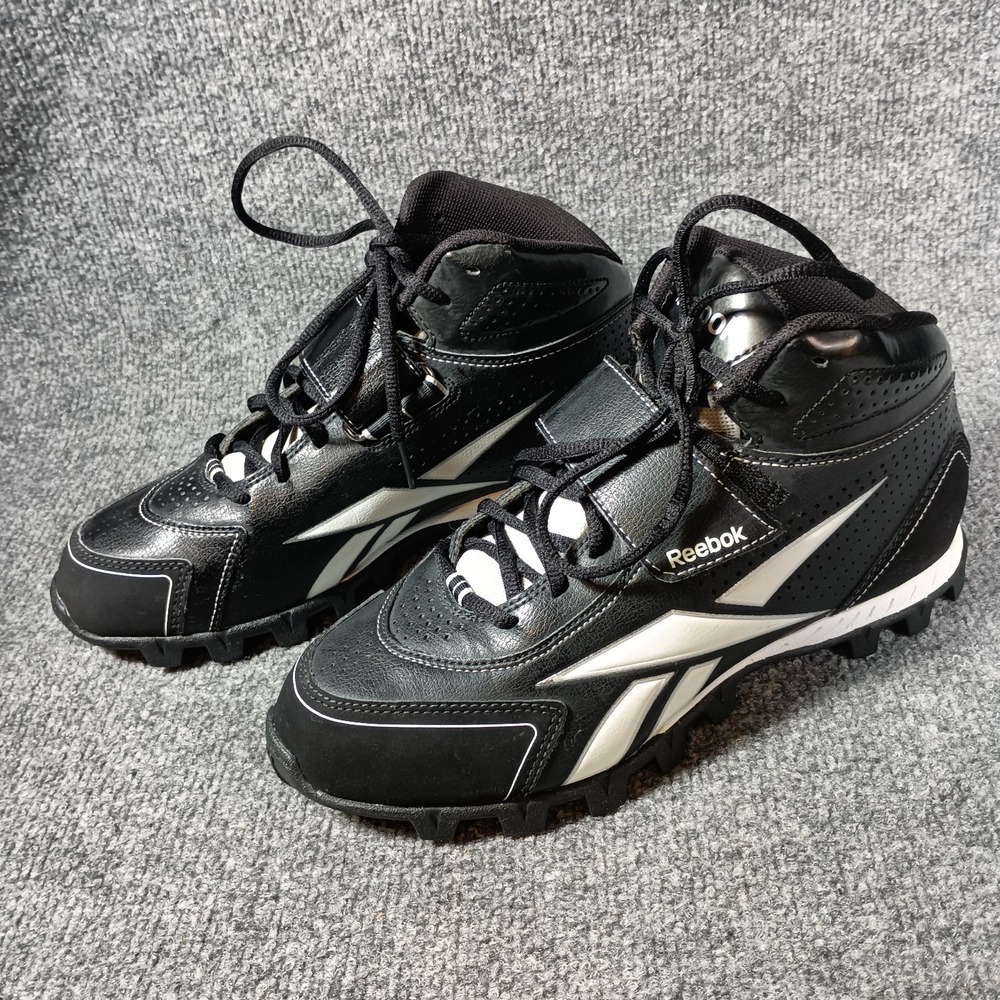 Reebok Football Cleats Men Size 7.5 Black Mid Top Lace Up PYE 410